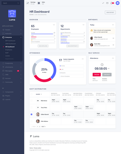 HR Dashboard - Luma Bootstrap