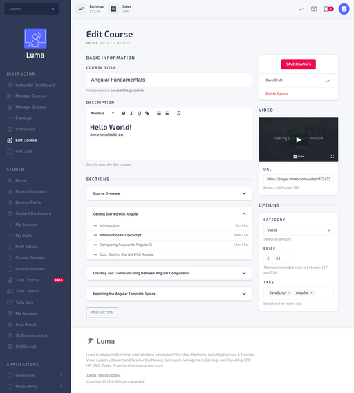 Edit Course - Luma Bootstrap