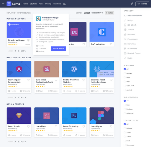 Browse Courses - Luma Bootstrap