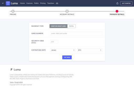 Signup Payment - Luma Bootstrap