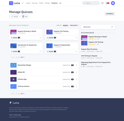 Manage Quizzes 2 - Luma Bootstrap