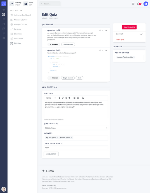 Edit Quiz - Luma Bootstrap