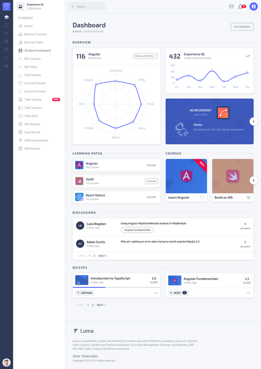 Student Dashboard - Luma Bootstrap